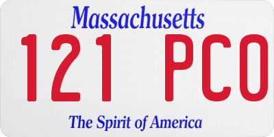 MA license plate 121PC0