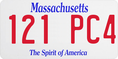 MA license plate 121PC4