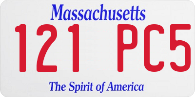 MA license plate 121PC5