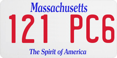 MA license plate 121PC6
