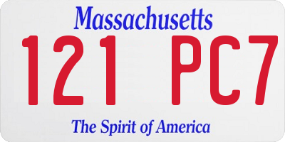 MA license plate 121PC7