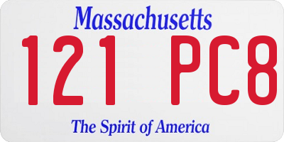 MA license plate 121PC8