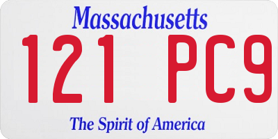 MA license plate 121PC9