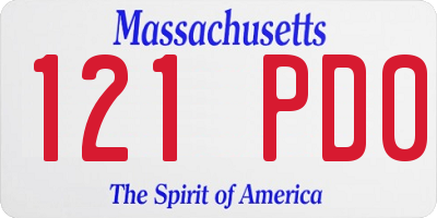 MA license plate 121PD0