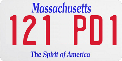MA license plate 121PD1
