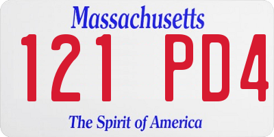 MA license plate 121PD4