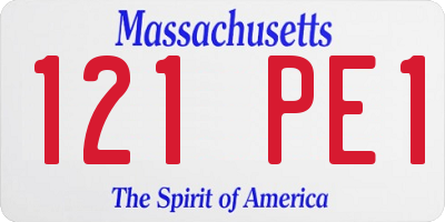 MA license plate 121PE1