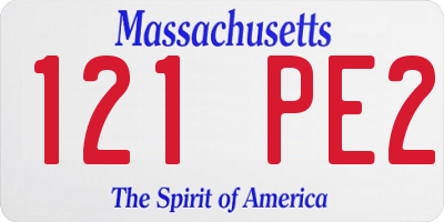 MA license plate 121PE2
