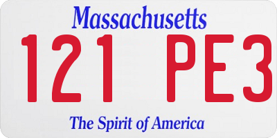 MA license plate 121PE3