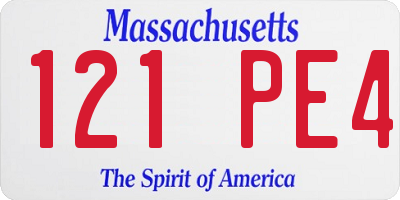 MA license plate 121PE4