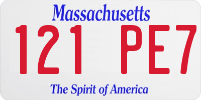 MA license plate 121PE7