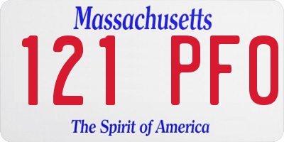 MA license plate 121PF0