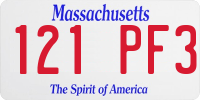 MA license plate 121PF3