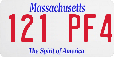 MA license plate 121PF4