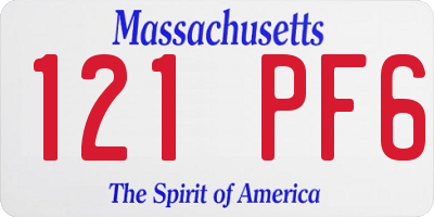 MA license plate 121PF6