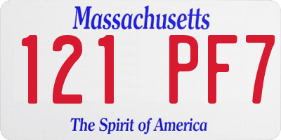 MA license plate 121PF7