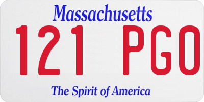 MA license plate 121PG0