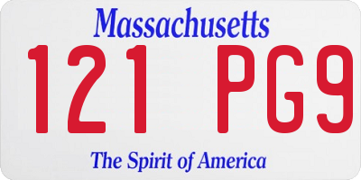 MA license plate 121PG9