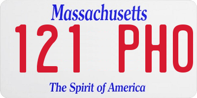 MA license plate 121PH0