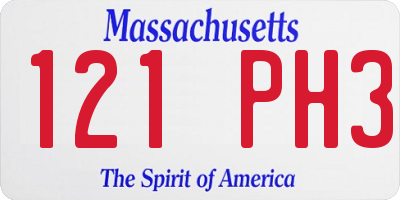 MA license plate 121PH3