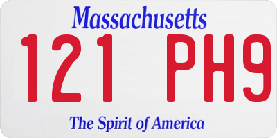 MA license plate 121PH9
