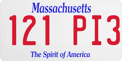 MA license plate 121PI3