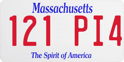 MA license plate 121PI4