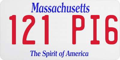 MA license plate 121PI6