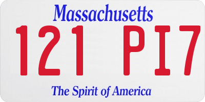 MA license plate 121PI7