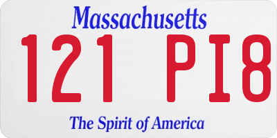 MA license plate 121PI8
