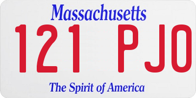 MA license plate 121PJ0