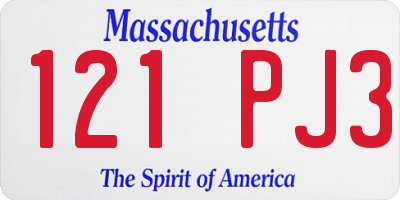 MA license plate 121PJ3