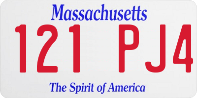 MA license plate 121PJ4