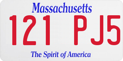 MA license plate 121PJ5