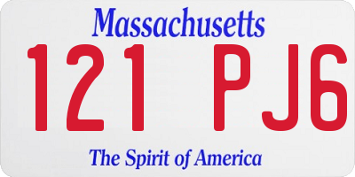 MA license plate 121PJ6
