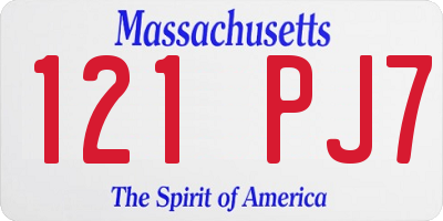 MA license plate 121PJ7