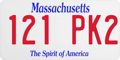 MA license plate 121PK2