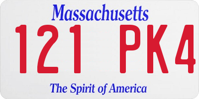 MA license plate 121PK4