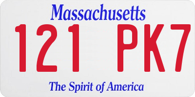 MA license plate 121PK7