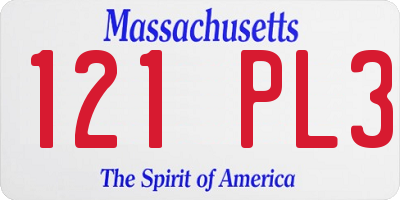 MA license plate 121PL3