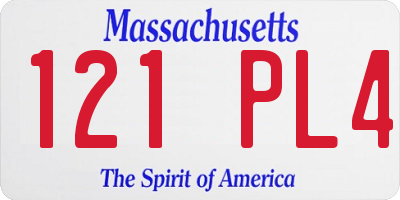 MA license plate 121PL4