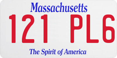MA license plate 121PL6