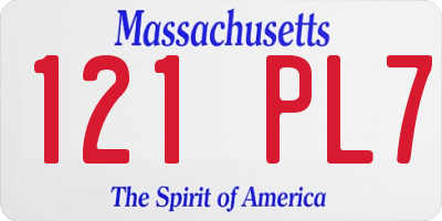 MA license plate 121PL7