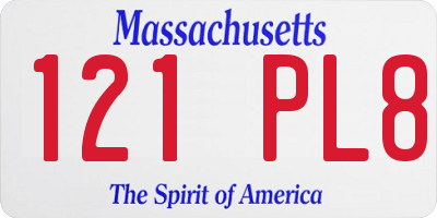 MA license plate 121PL8