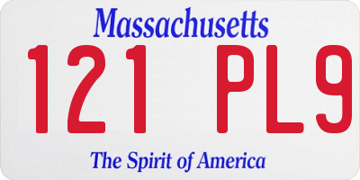 MA license plate 121PL9