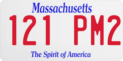 MA license plate 121PM2