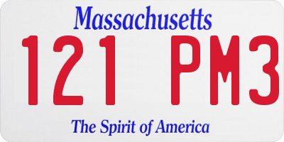 MA license plate 121PM3