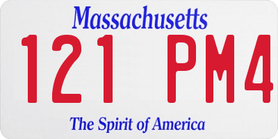 MA license plate 121PM4