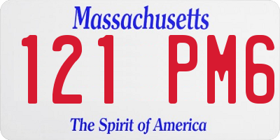 MA license plate 121PM6