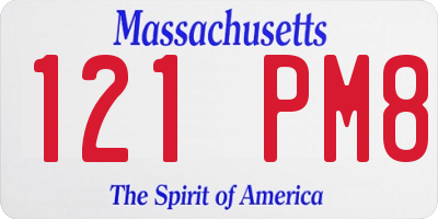 MA license plate 121PM8